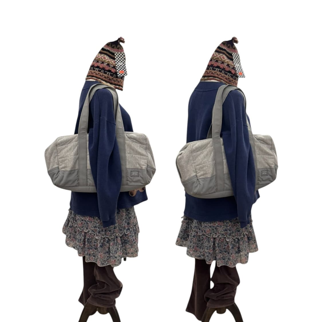 포터 스웻 보스턴백 멜란지 그레이 (L) 상품이미지10