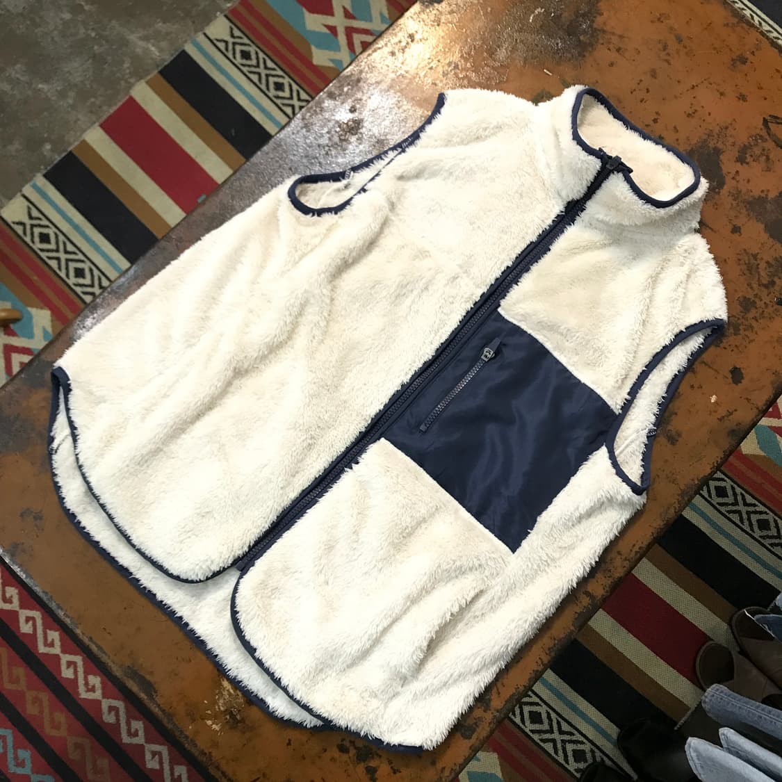 VTG 빈티지 크림 아이보리 양털 플리스 조끼 남성 102 여성 프리 상품이미지2