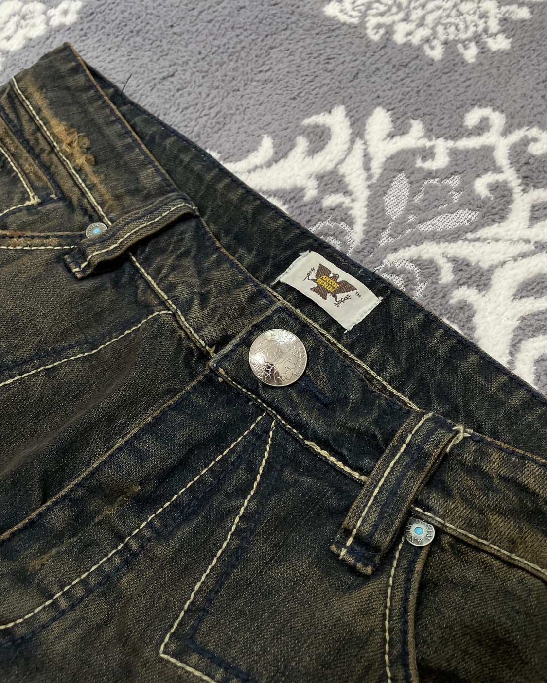 Antik Denim 에스닉 디스트레스드 바지 상품이미지5