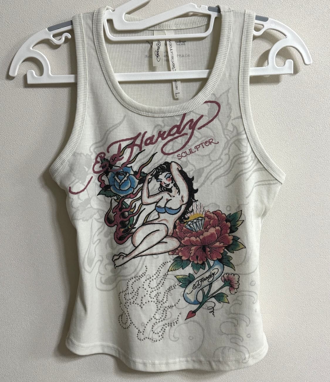 스컬프터x에드하디 리브 탱크탑 크림  상품이미지2