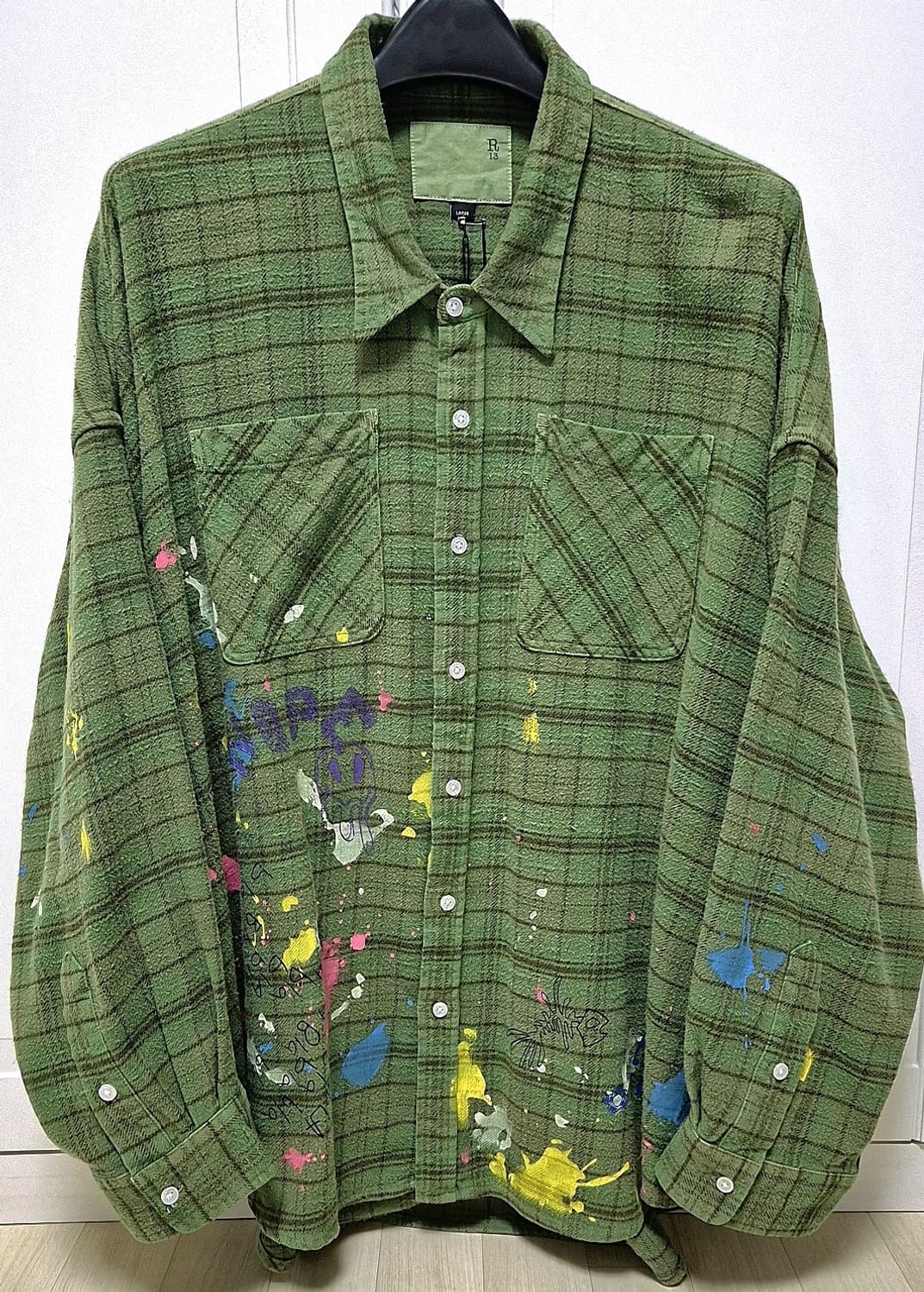 R13 알써틴 오버핏 드랍넥 페인터 체크 셔츠 상품이미지1