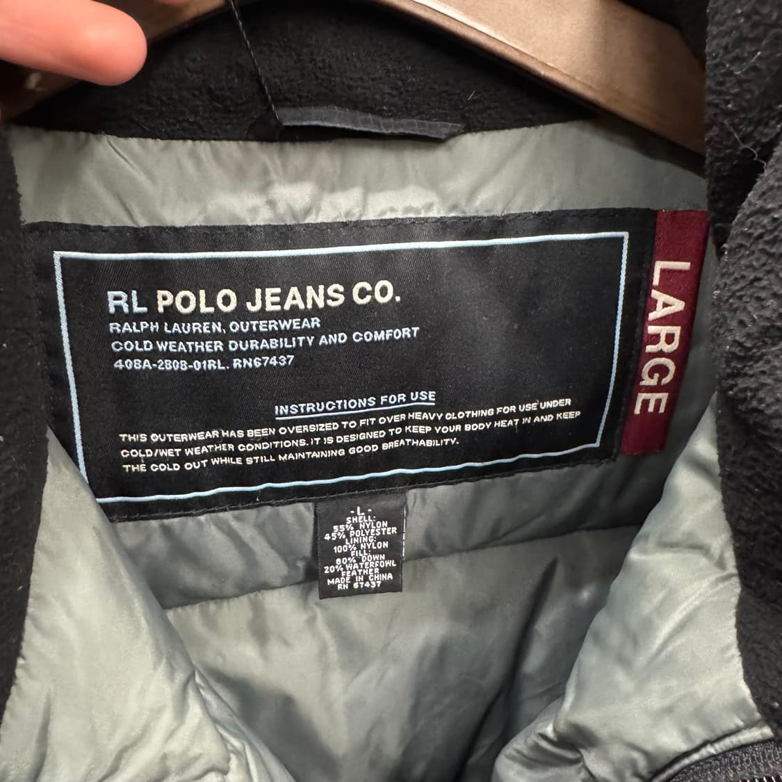 00s 폴로 랄프로렌 진스 다운 패당 자켓 사이드 로고 포인트 블랙 상품이미지6