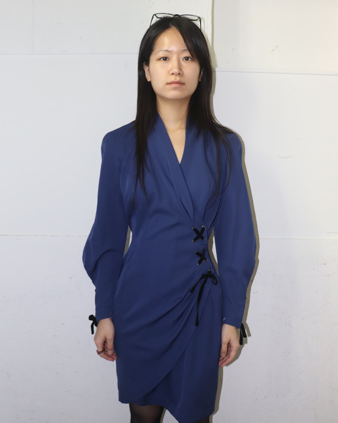 티에리 뮈글러 80s 리본 디테일 패디드 숄더 원피스 상품이미지1