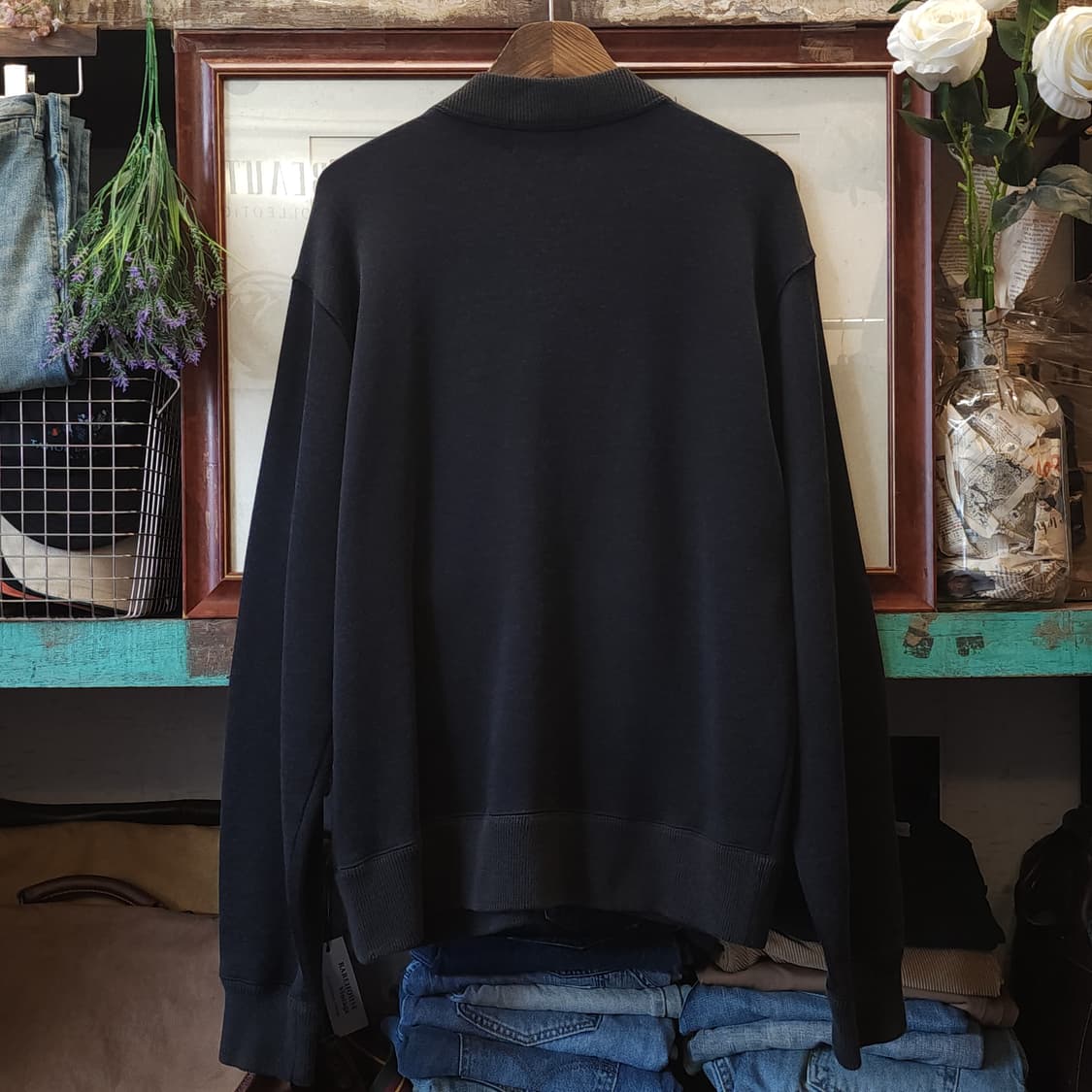 더블알엘 스웻셔츠 집업 자켓 져지 자켓 헤비코튼 바시티 자켓 L 상품이미지2