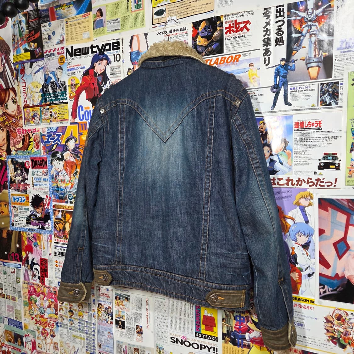 빈티지 견장 카키 배색 쉐르파 데님 자켓 상품이미지7