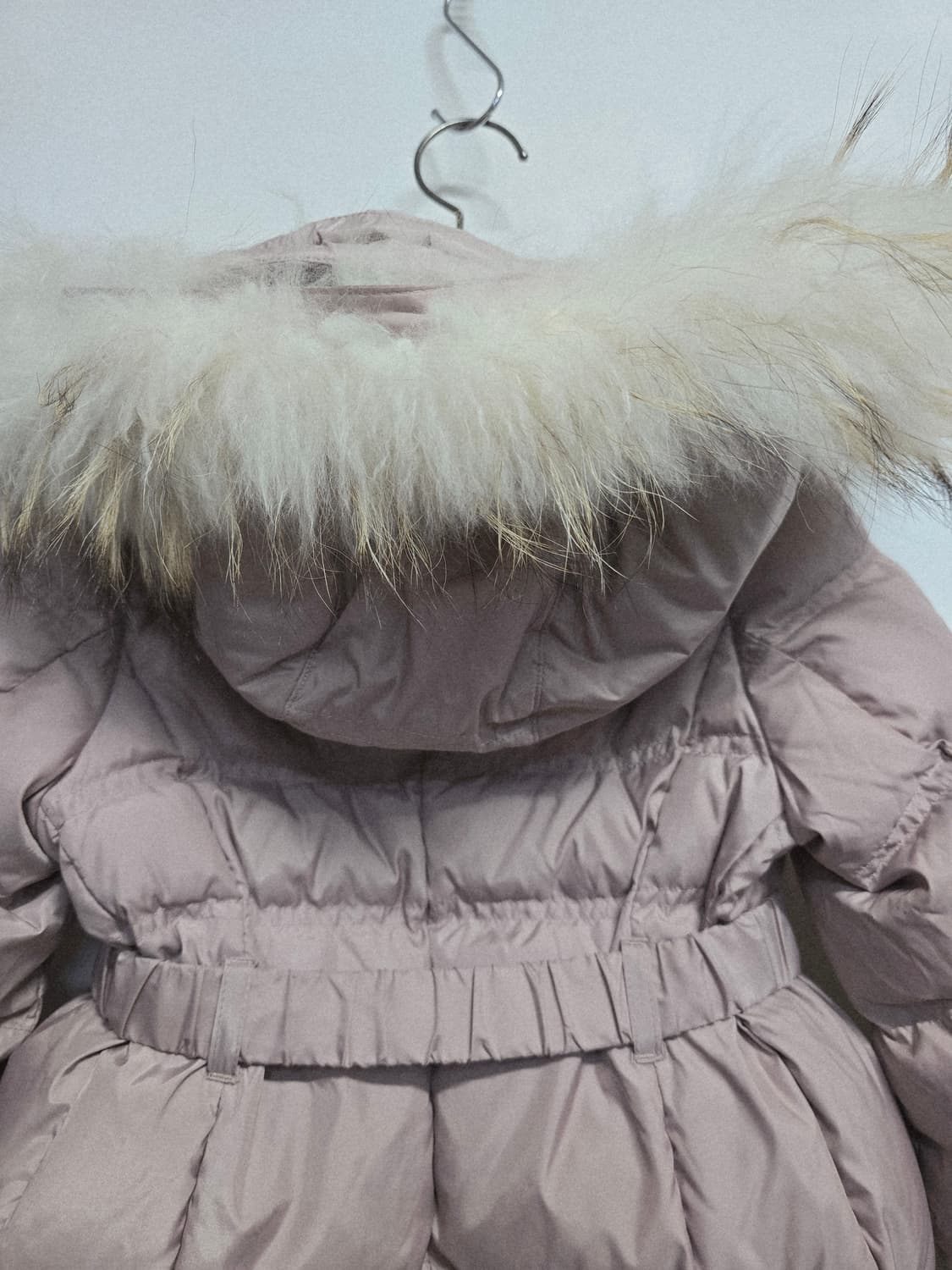 헤지스 여아 핑크 퍼 구스다운 패딩 코트 110 상품이미지5