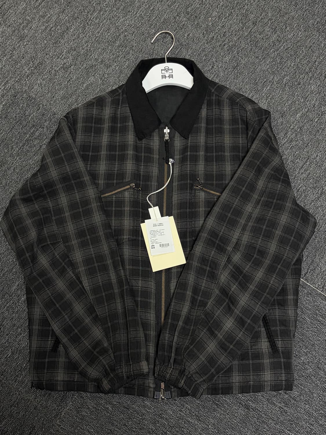 (2) 25ss 폴리테루 라미체크 블루종 블랙 상품이미지2