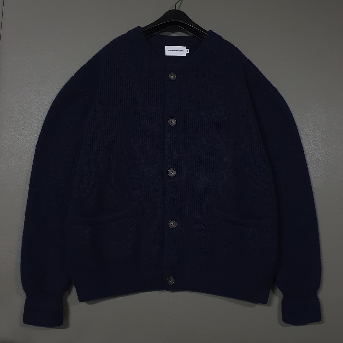 M) 에스피오나지 밀러 헤비웨이트 라운드넥 니트 스웨터 가디건 네이비 상품이미지3