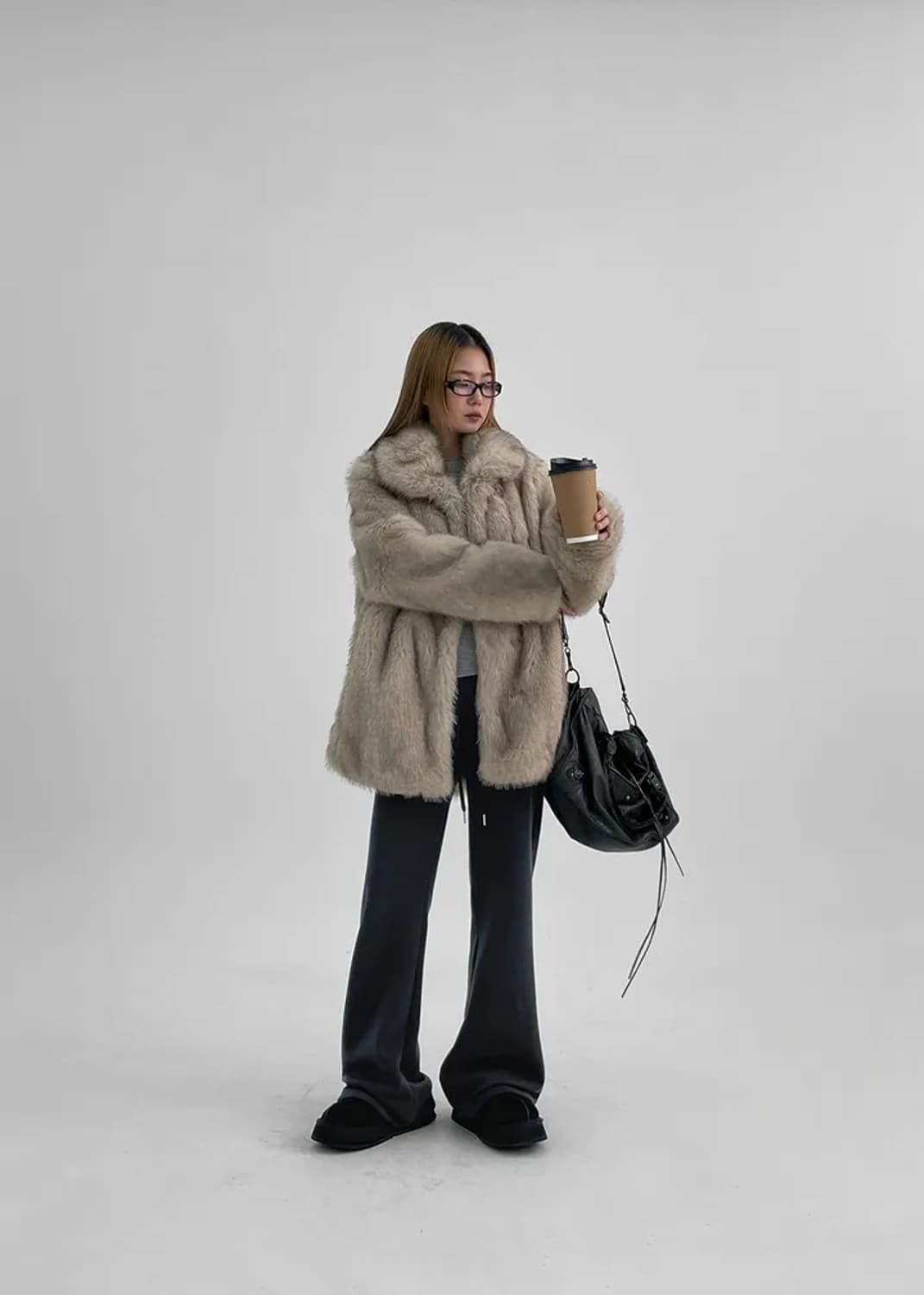 블랙업 레이썬 하프 카라 퍼자켓 상품이미지2