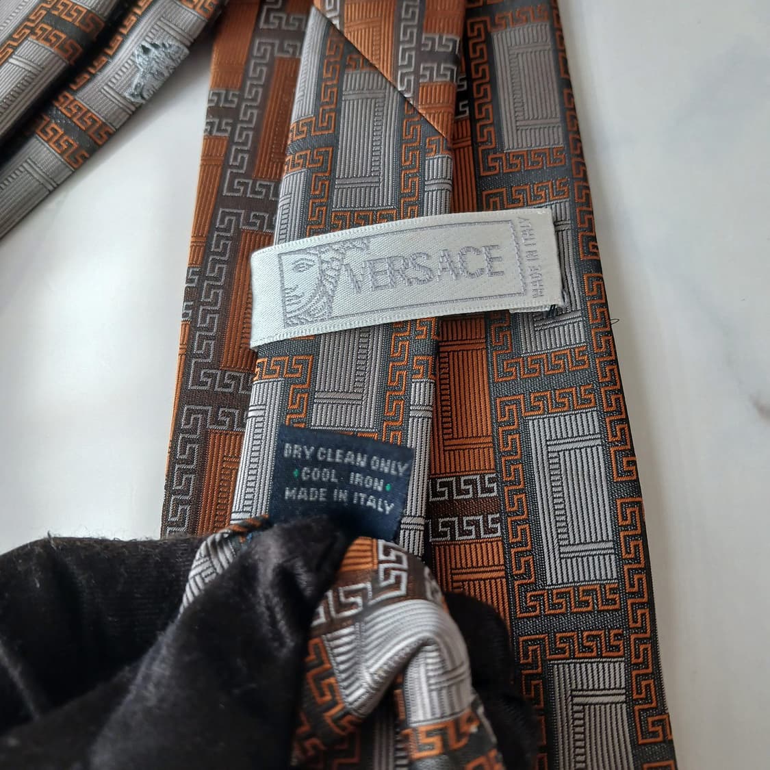 베르사체 실크 브라운 메두사 자수 넥타이 9.6cm A+등급 A19490 상품이미지9