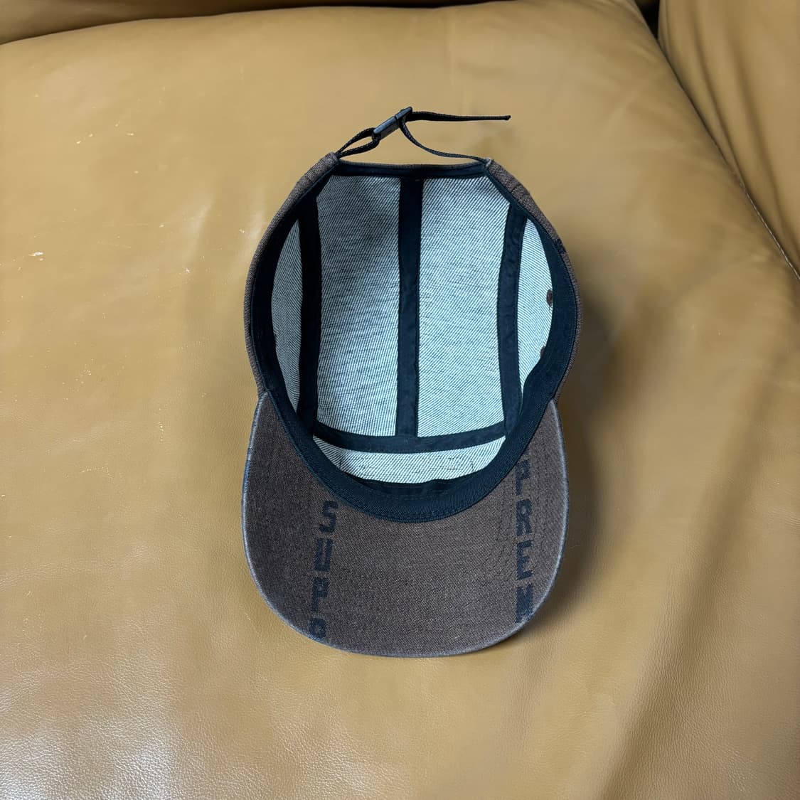 슈프림 캠프캡 모자 박스로고 워시드 데님 브라운 상품이미지6