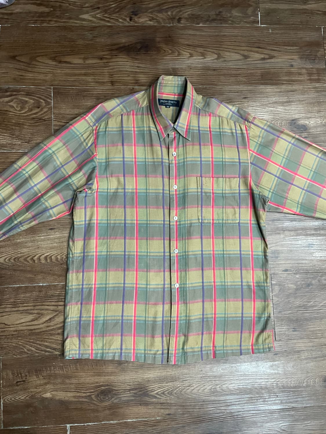 입생로랑 YSL 자수 로고 체크 셔츠 상품이미지2