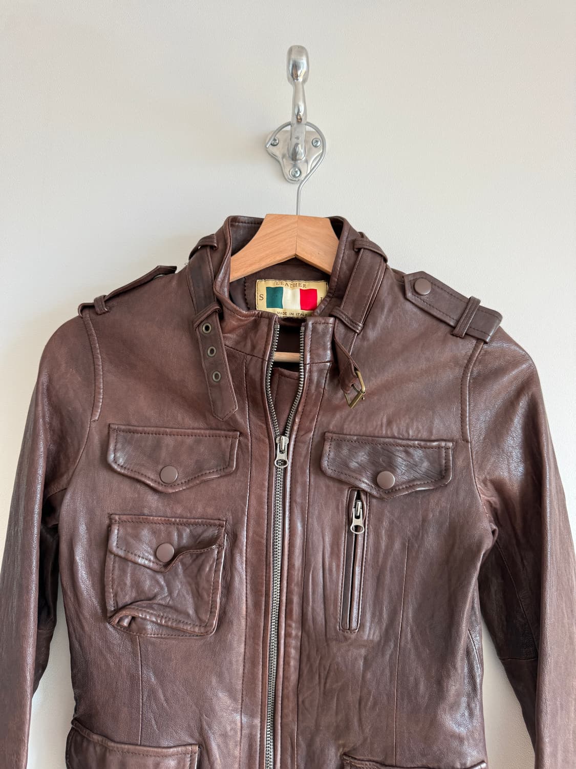 Pre owned 이태리 램스킨 레더 자켓 상품이미지2