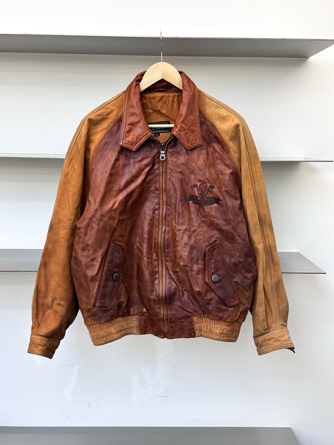 윈드아머 90s 아이러브골프 레더 봄버 자켓 상품이미지2