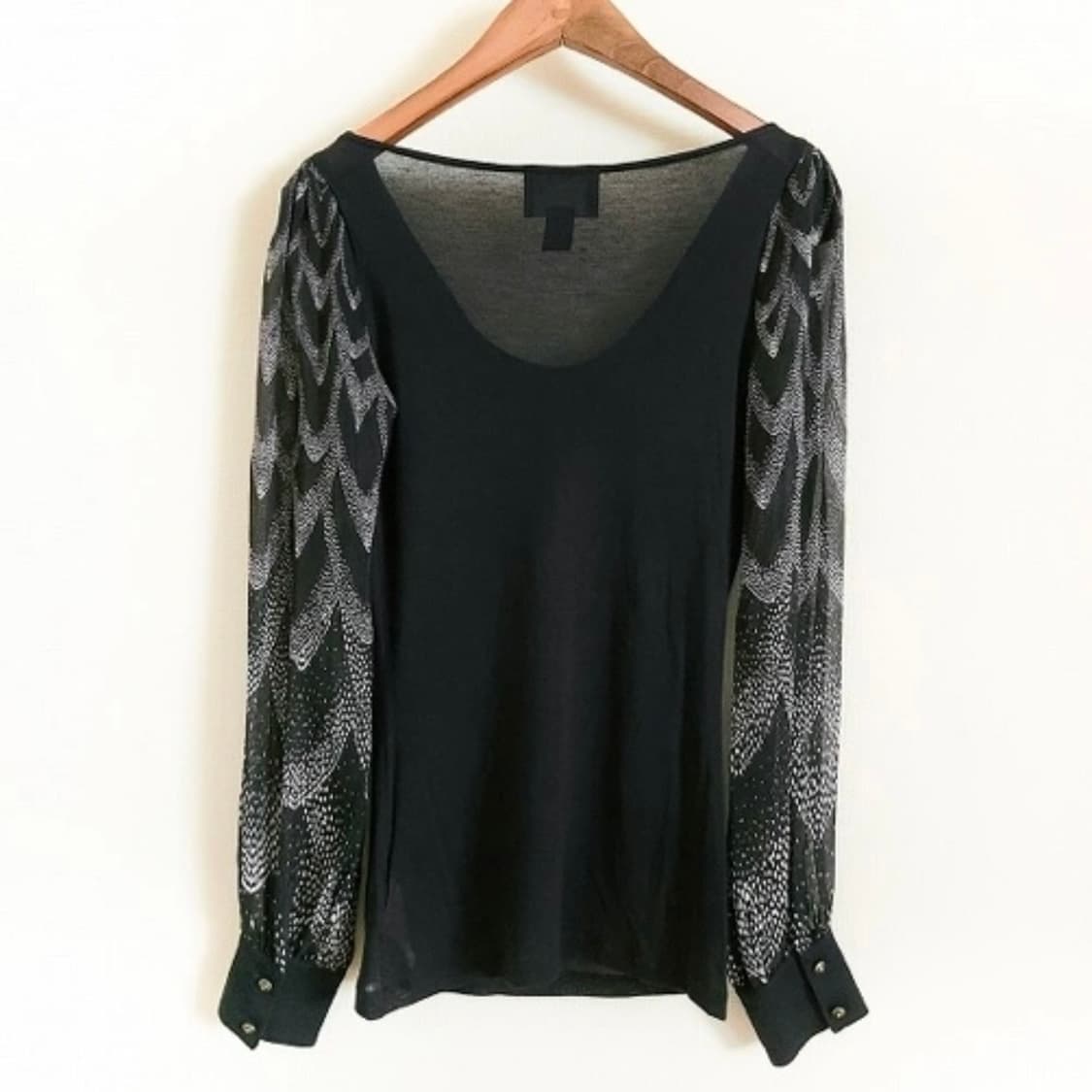 로베르토 카발리 블랙 캐시미어 블렌드 실크 블라우스 상품이미지2