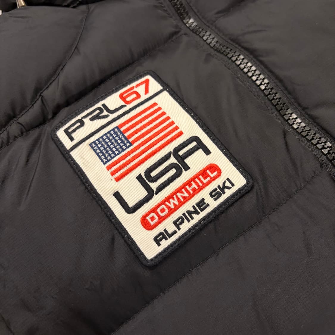 [L] 폴로 랄프로렌 USA 빅포니 성조기 후드 패딩 조끼 블랙 E11 상품이미지4