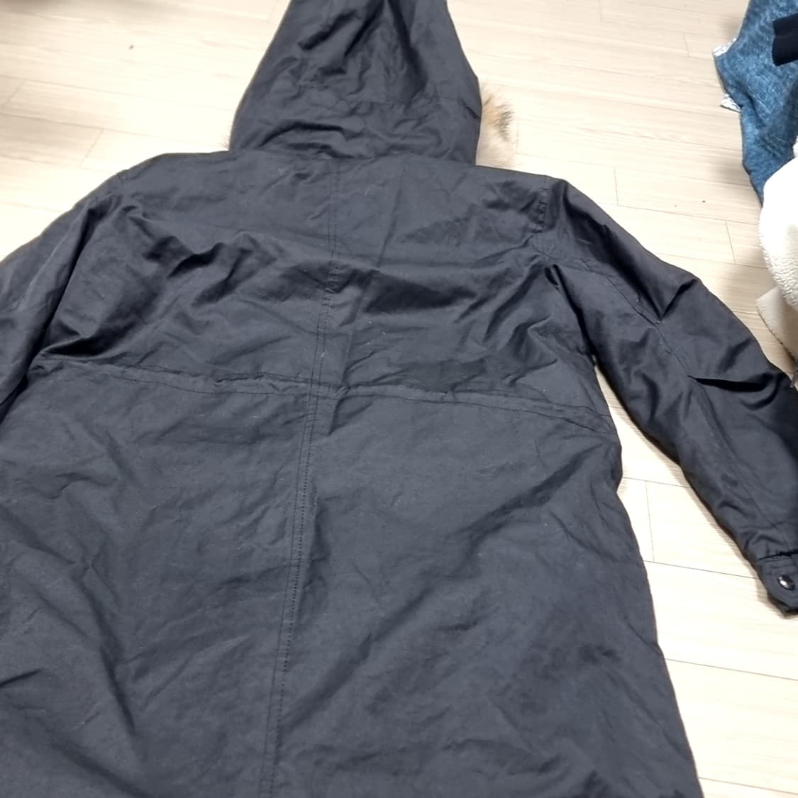 게스진 블랙 패치 후드 퍼 야상 m65개파카(xs) 상품이미지5