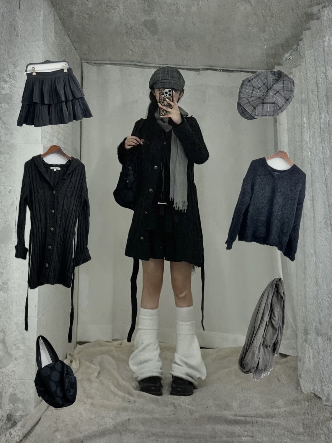 무채색 폭닥폭닥 러블리 니혼진 코디세트  상품이미지1