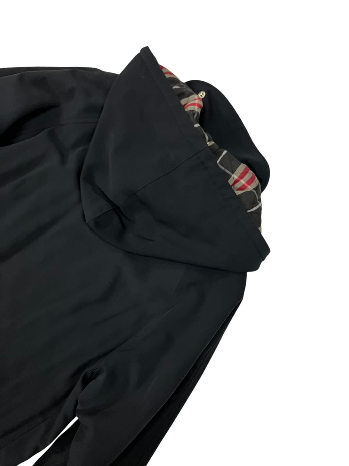 버버리 후드 탈부착 블랙 체크 안감 코트 S 상품이미지4