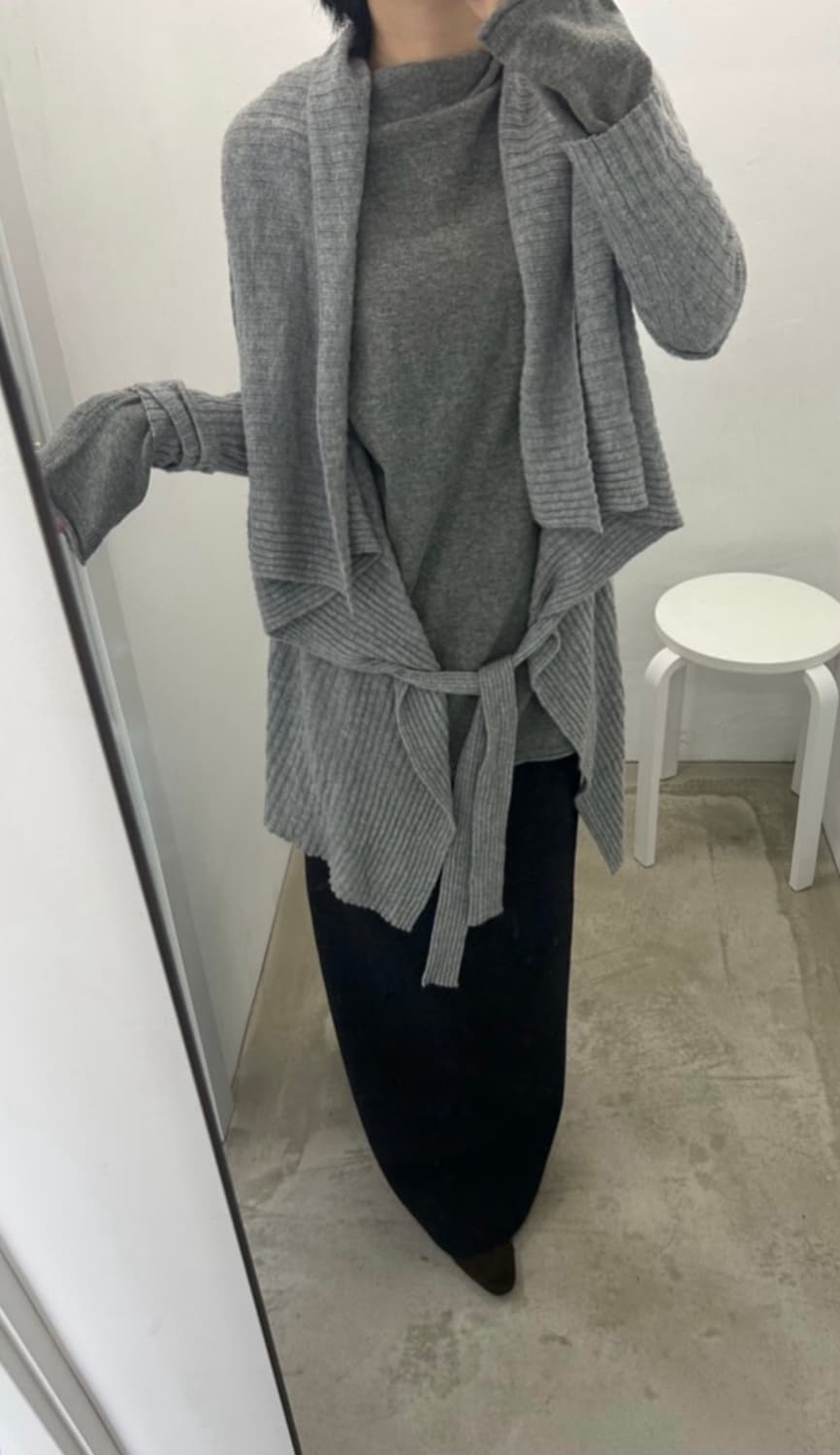 Ayadz 아야즈 빈티지 드레이핑 캐시미어 가디건 그레이 아카이브 상품이미지1