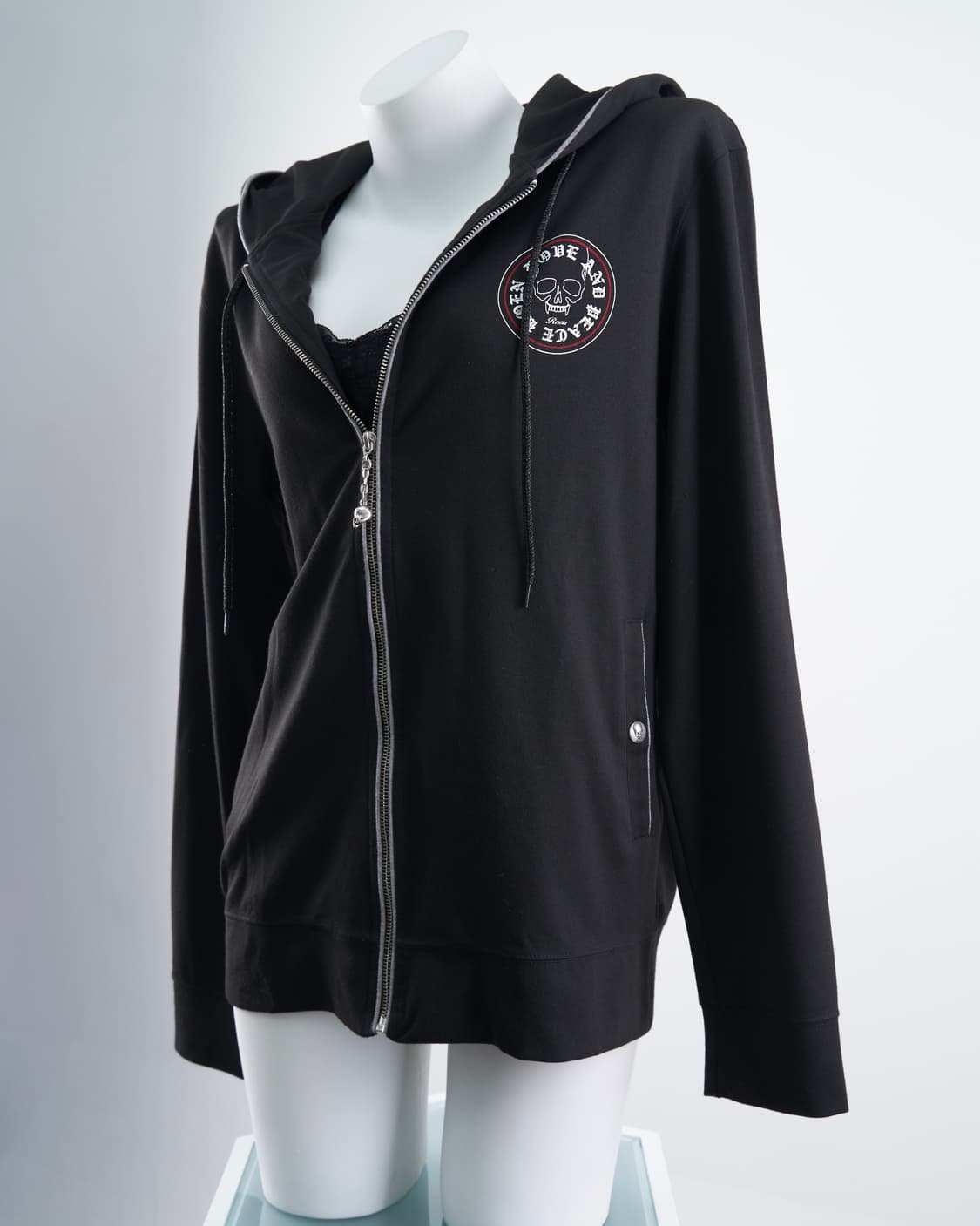 Roen 스컬 큐빅 로고 프린팅 후드집업 상품이미지3