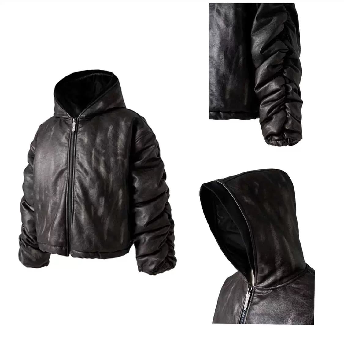 Opium Crumple Leather Hoodie Jacket 상품이미지1