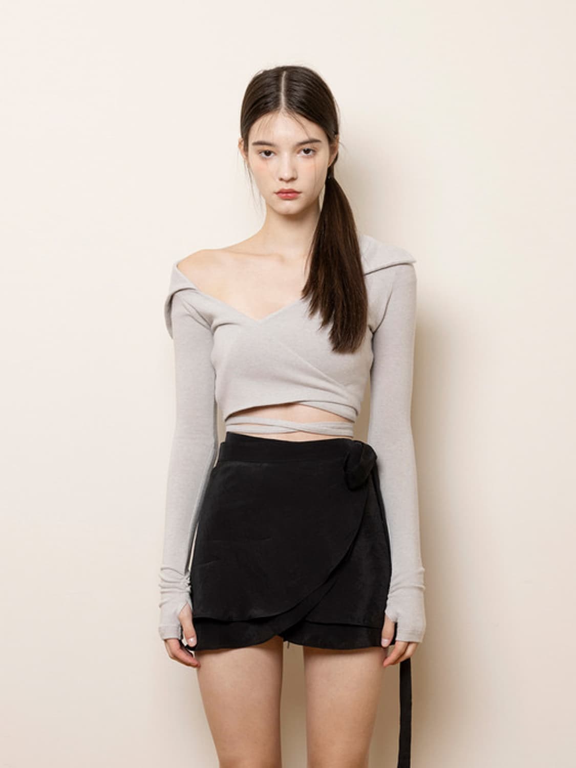 낫유어로즈 Jenny wrap tshirt (Gray) 상품이미지1