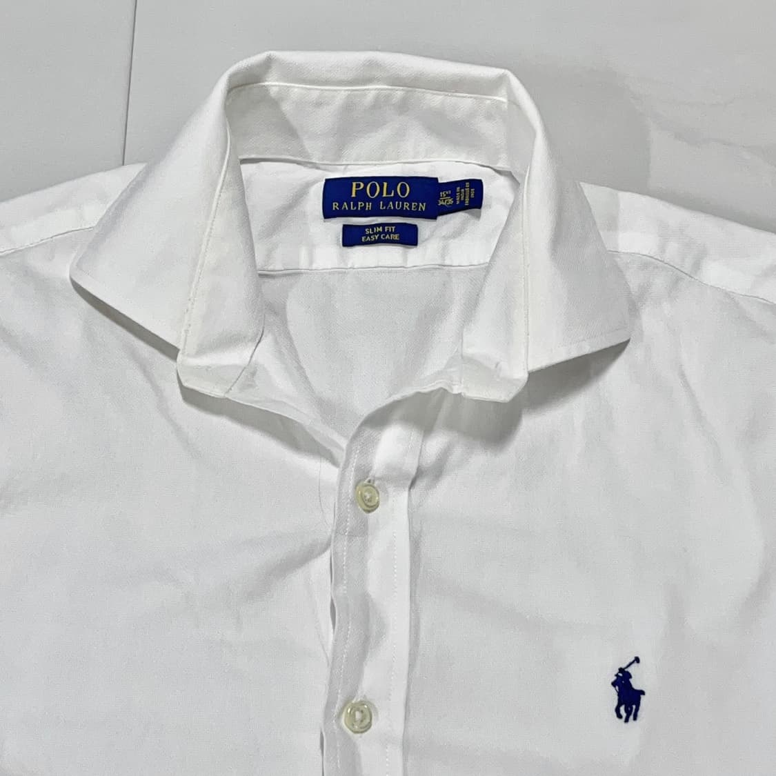 [정품] 폴로 화이트 / 네이비포니 솔리드 셔츠 [ 15 ] 상품이미지3