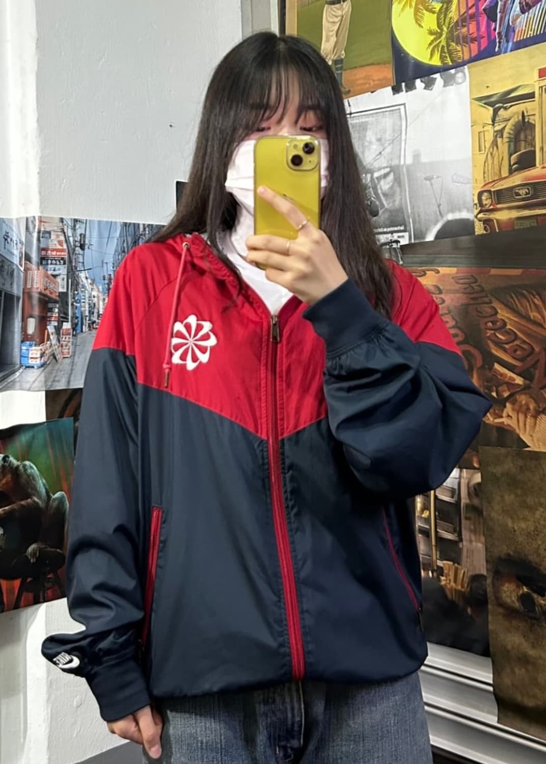 나이키 바람막이 자켓 M 레드/네이비 상품이미지2