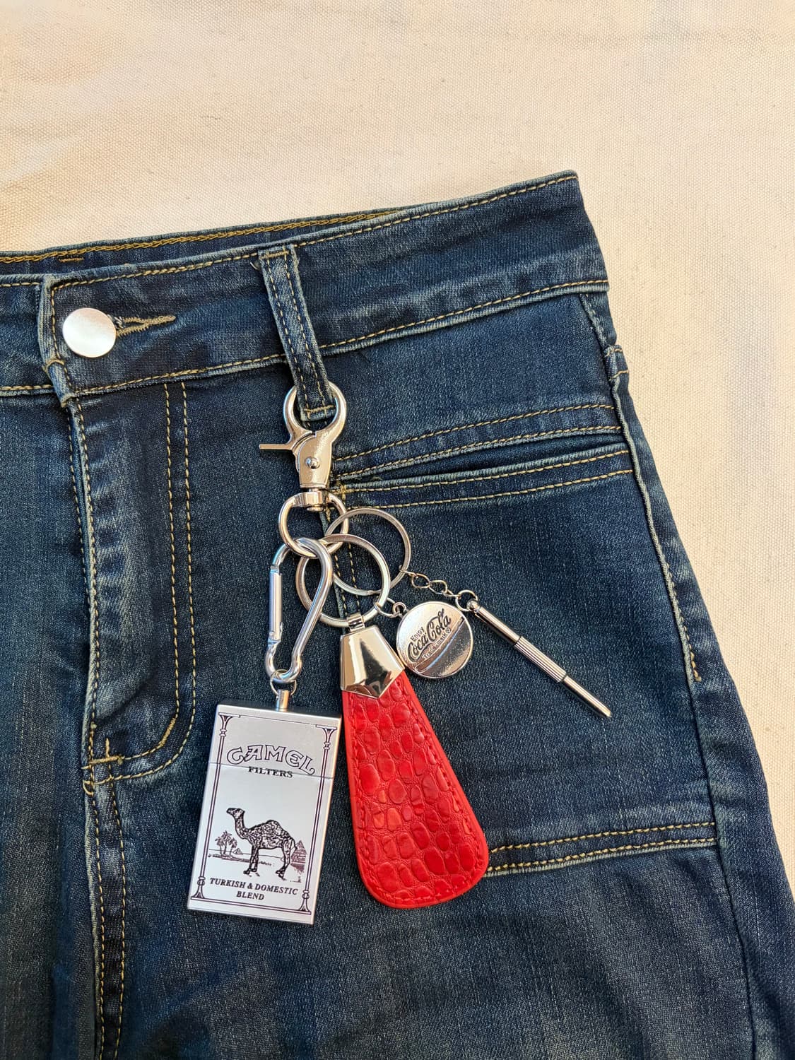 빈티지 레더 멀티 참 키링 상품이미지1