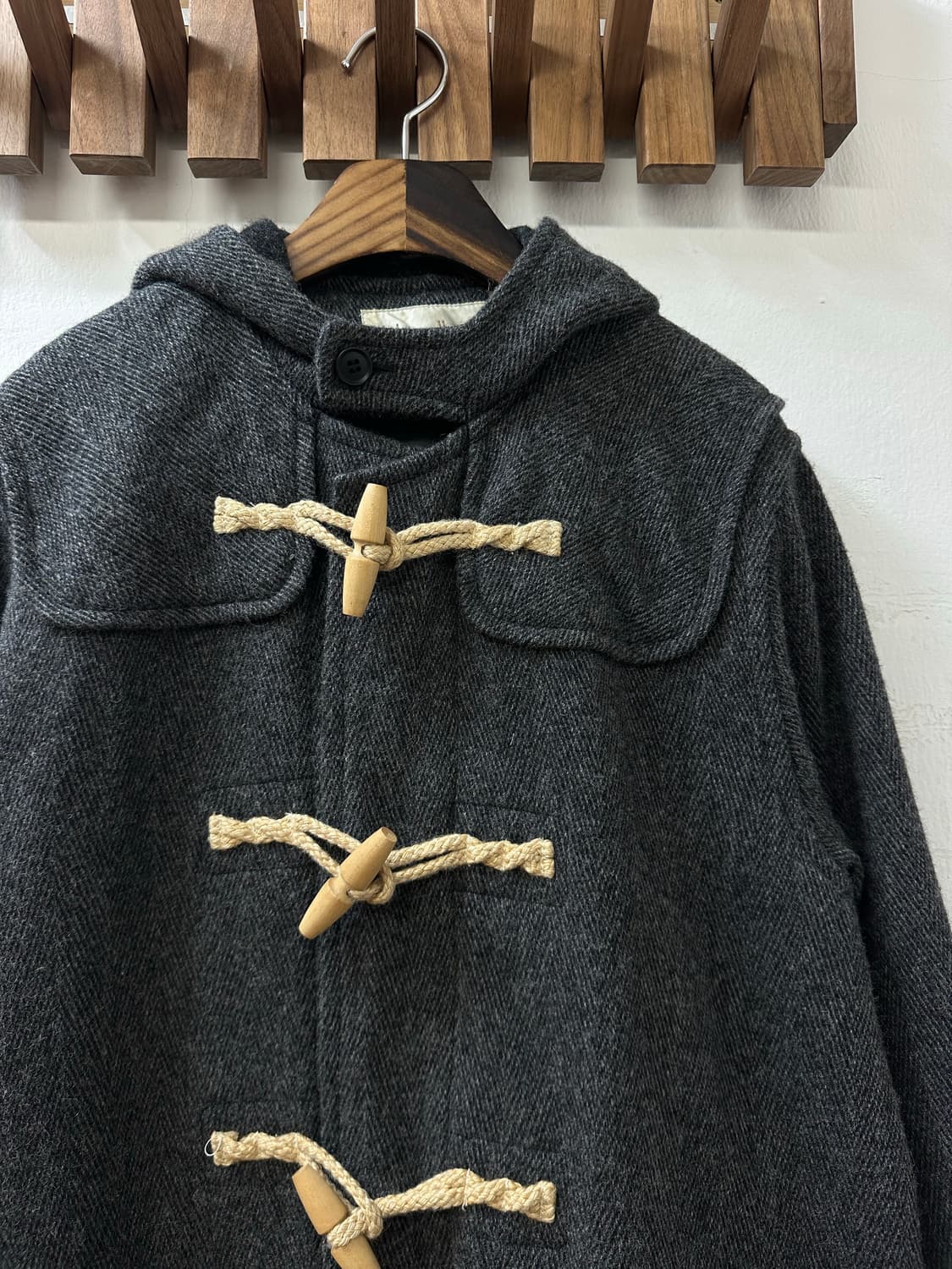 일본빈티지 울 떡볶이 후드 포켓 더플 코트  상품이미지3