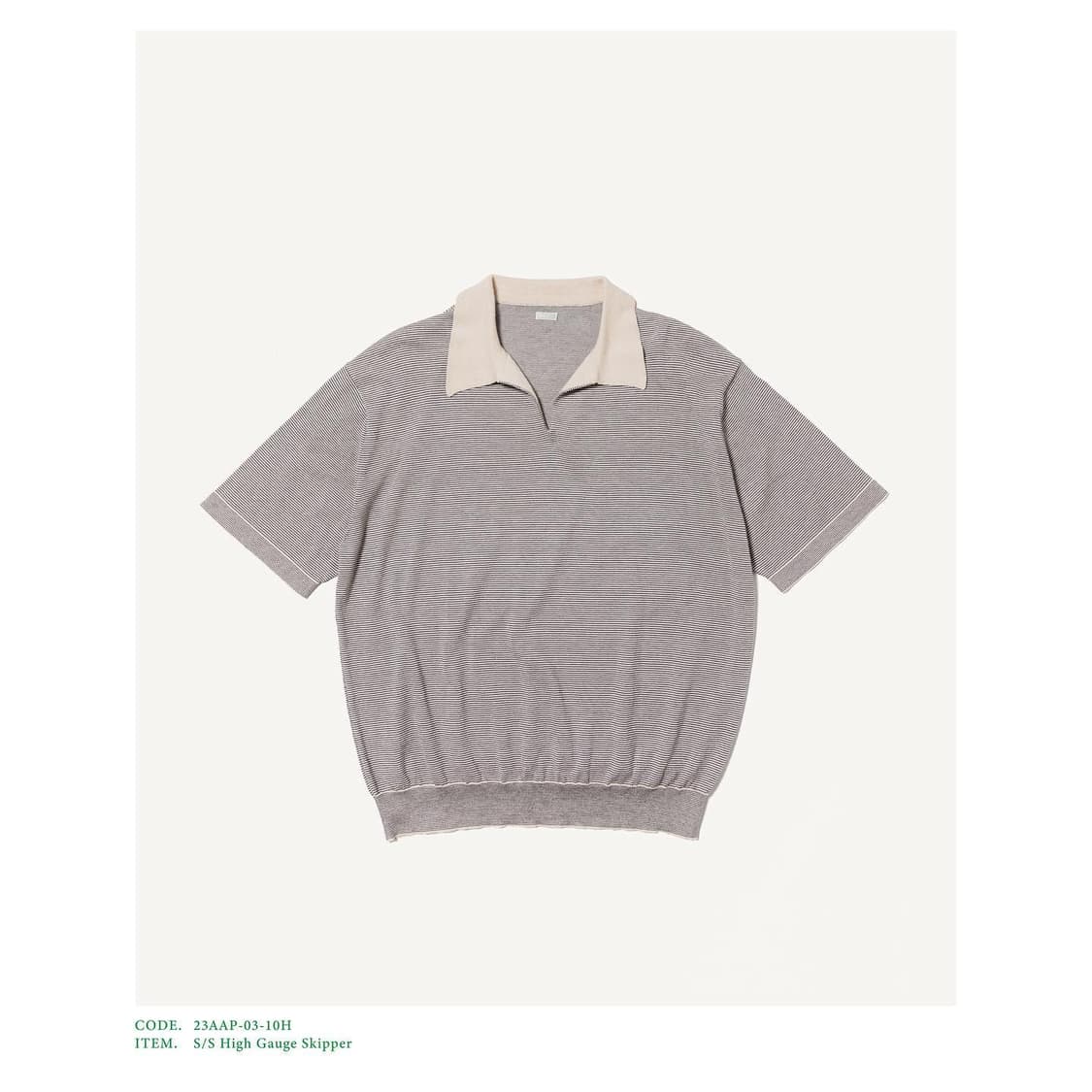 [3] 23AW 아프레쎄 S/S 하이 게이지 스키퍼 스트라이프 카라티 상품이미지1