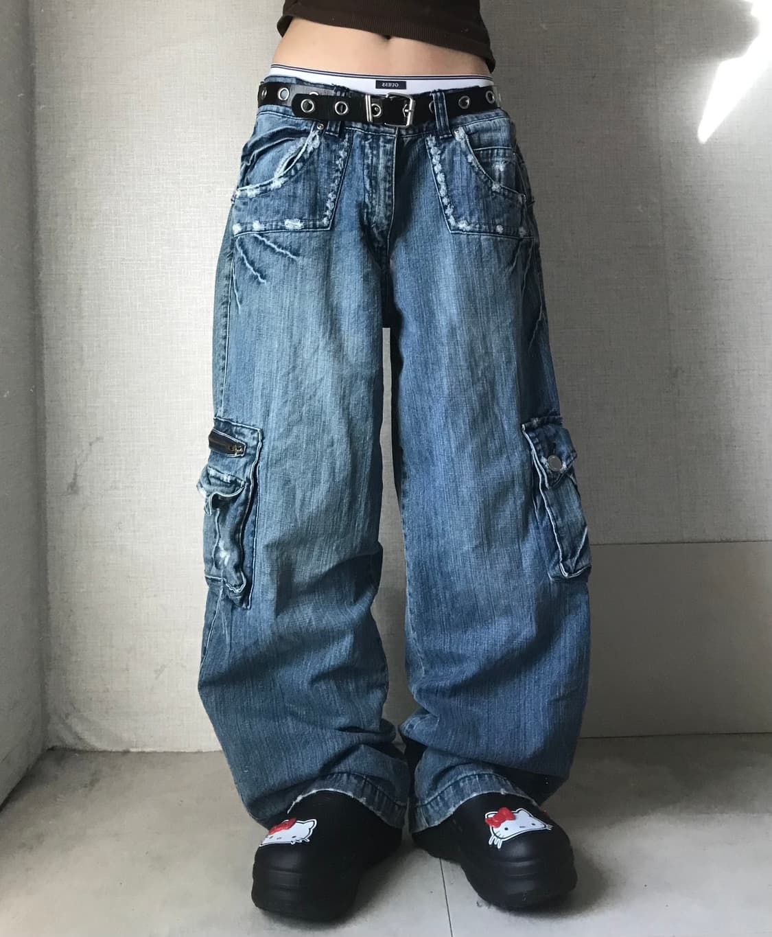빈티지 와이드핏 데님 카고팬츠 상품이미지1