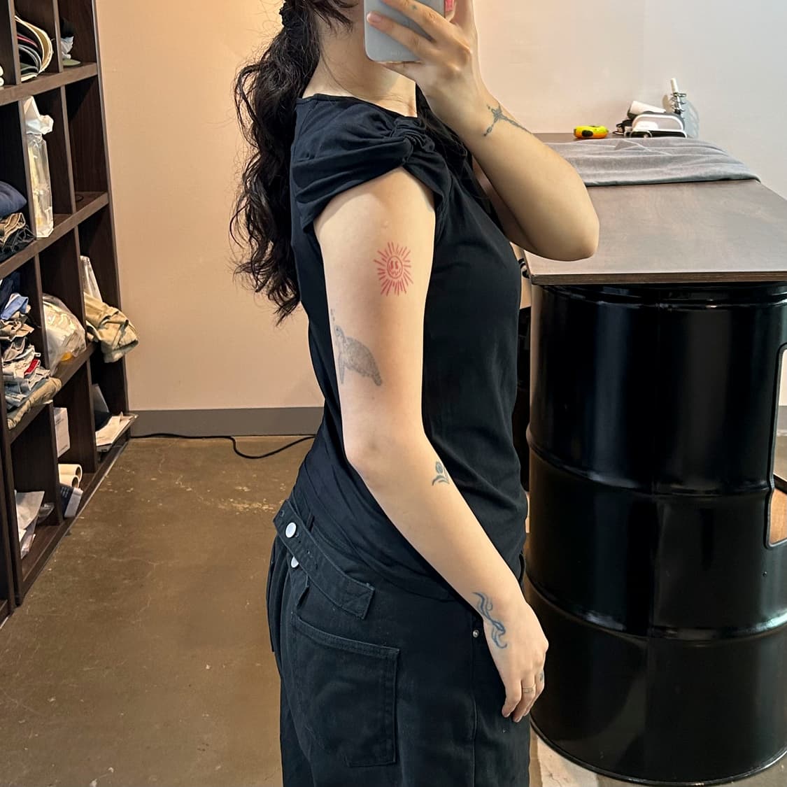 블랙 퍼프 셔링 top 상품이미지5