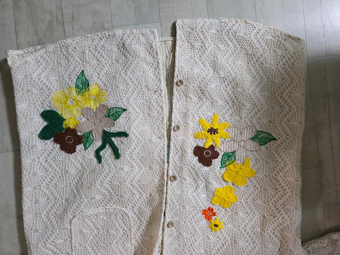 앤더슨벨 엠브로더리 플라워 자수 오픈카라 셔츠 S 상품이미지3