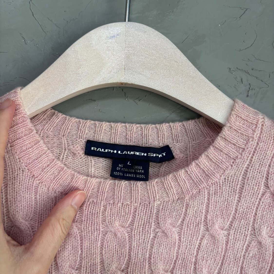 폴로 랄프로렌 램스울 꽈배기 니트 핑크 상품이미지3