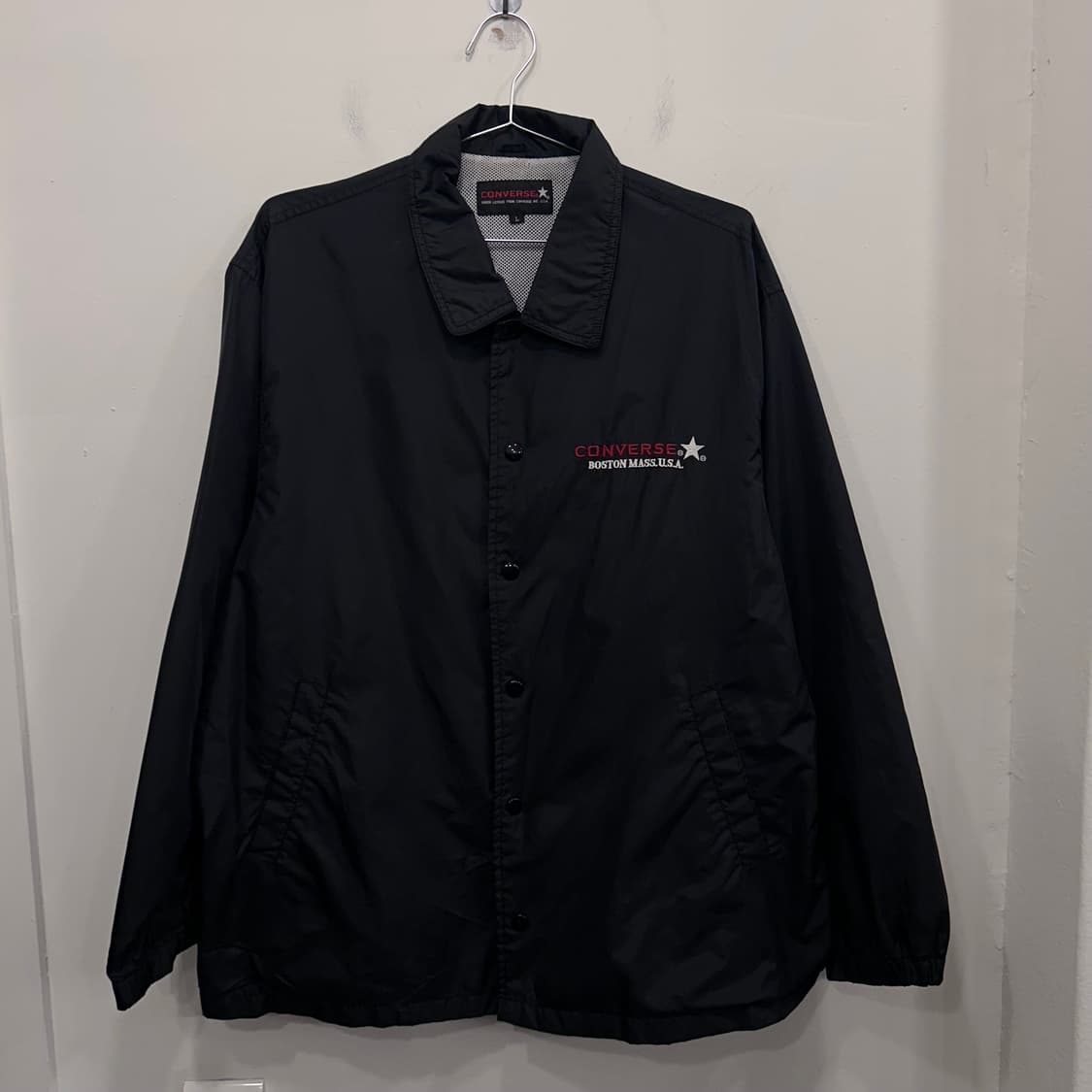 컨버스 자수로고 이너메쉬 카라 나일론 코치자켓 상품이미지2