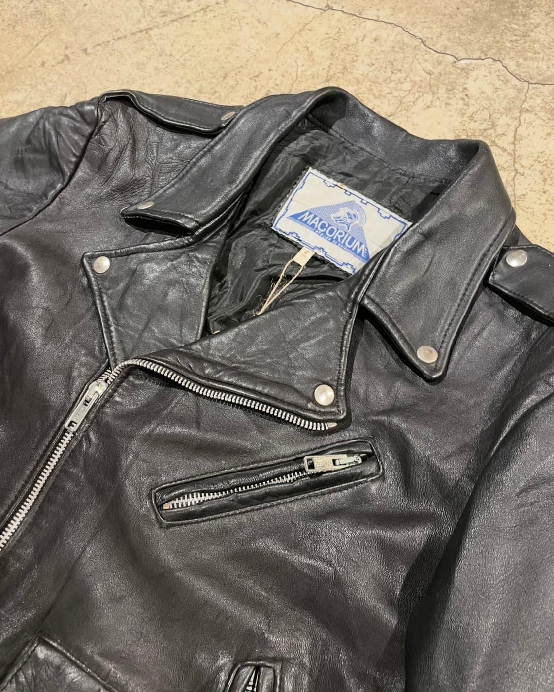 Macorium 소가죽 더블 라이더 재킷 (B5208) 상품이미지2