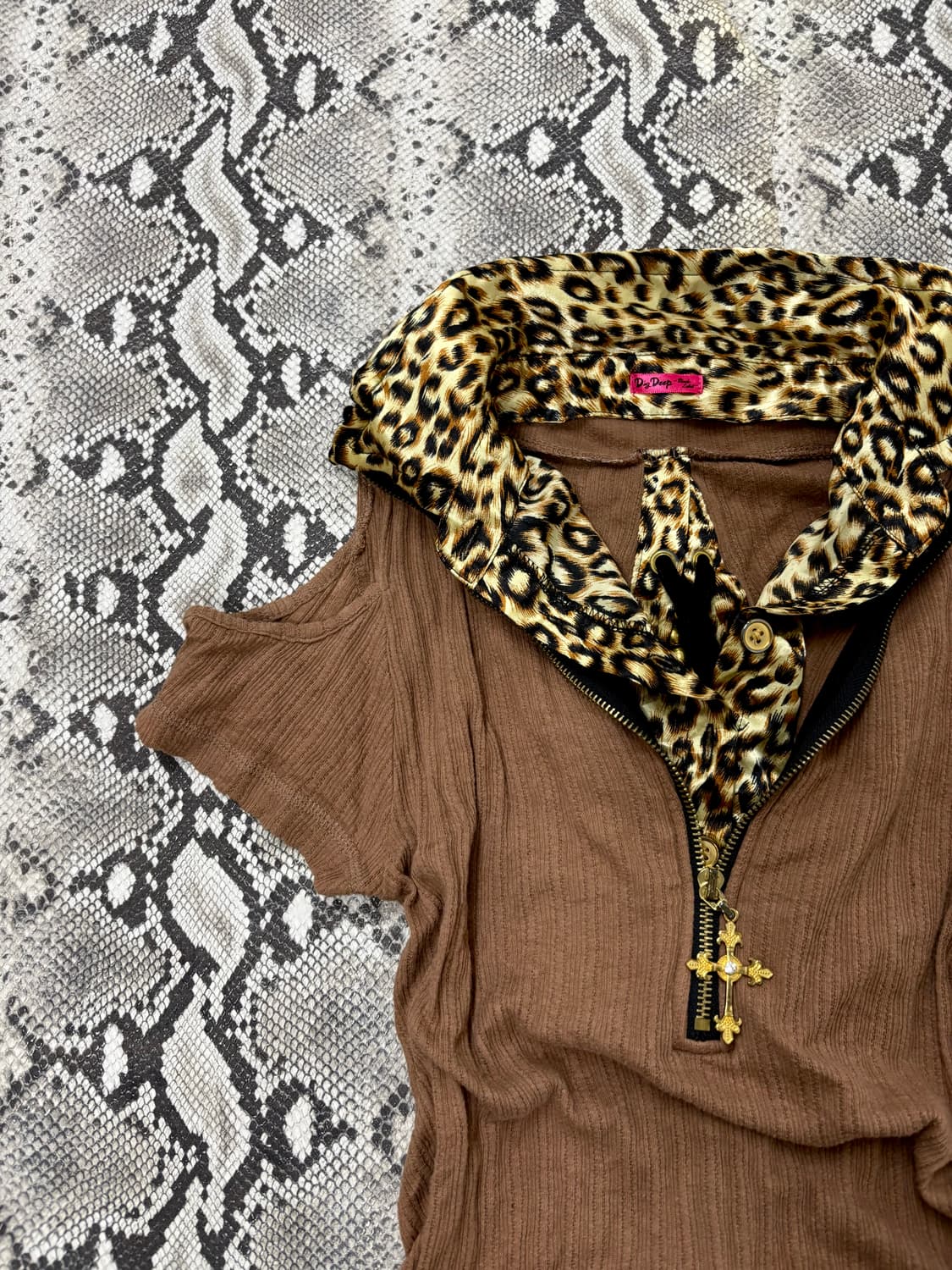  00’s GAL Design Leopard Cross Zipper De 상품이미지2
