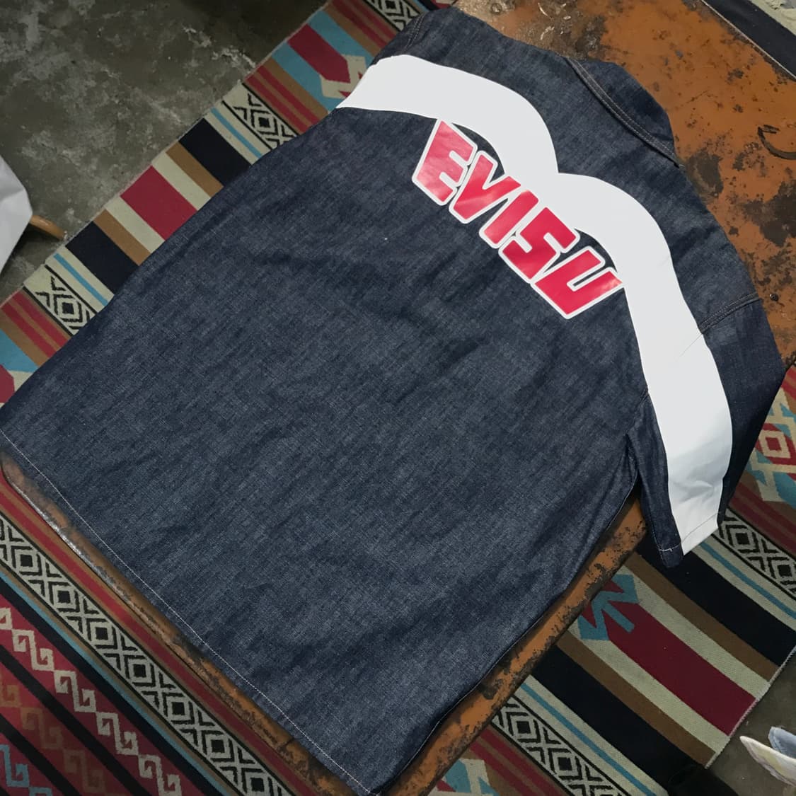 데드스탁 에비수 진청 데님 반팔 셔츠 남성 110 사이즈 상품이미지5