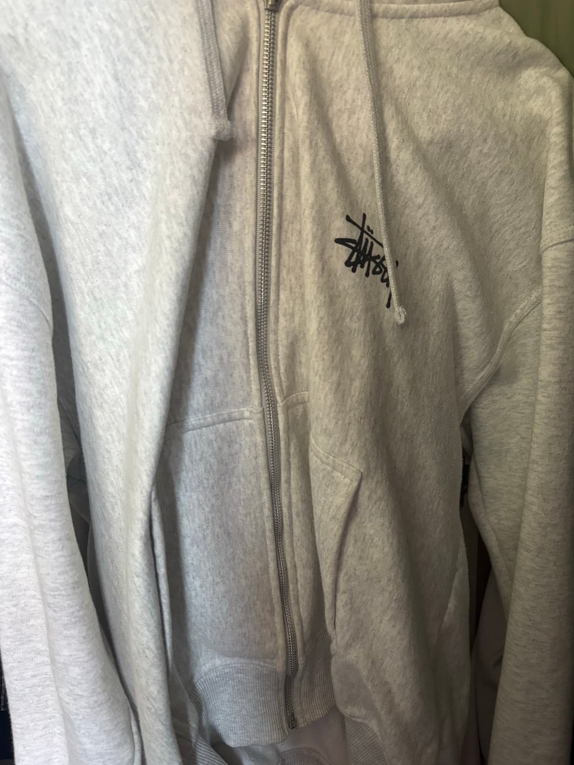 스투시 베이직 스투시 후드 집업 애쉬 헤더 상품이미지1