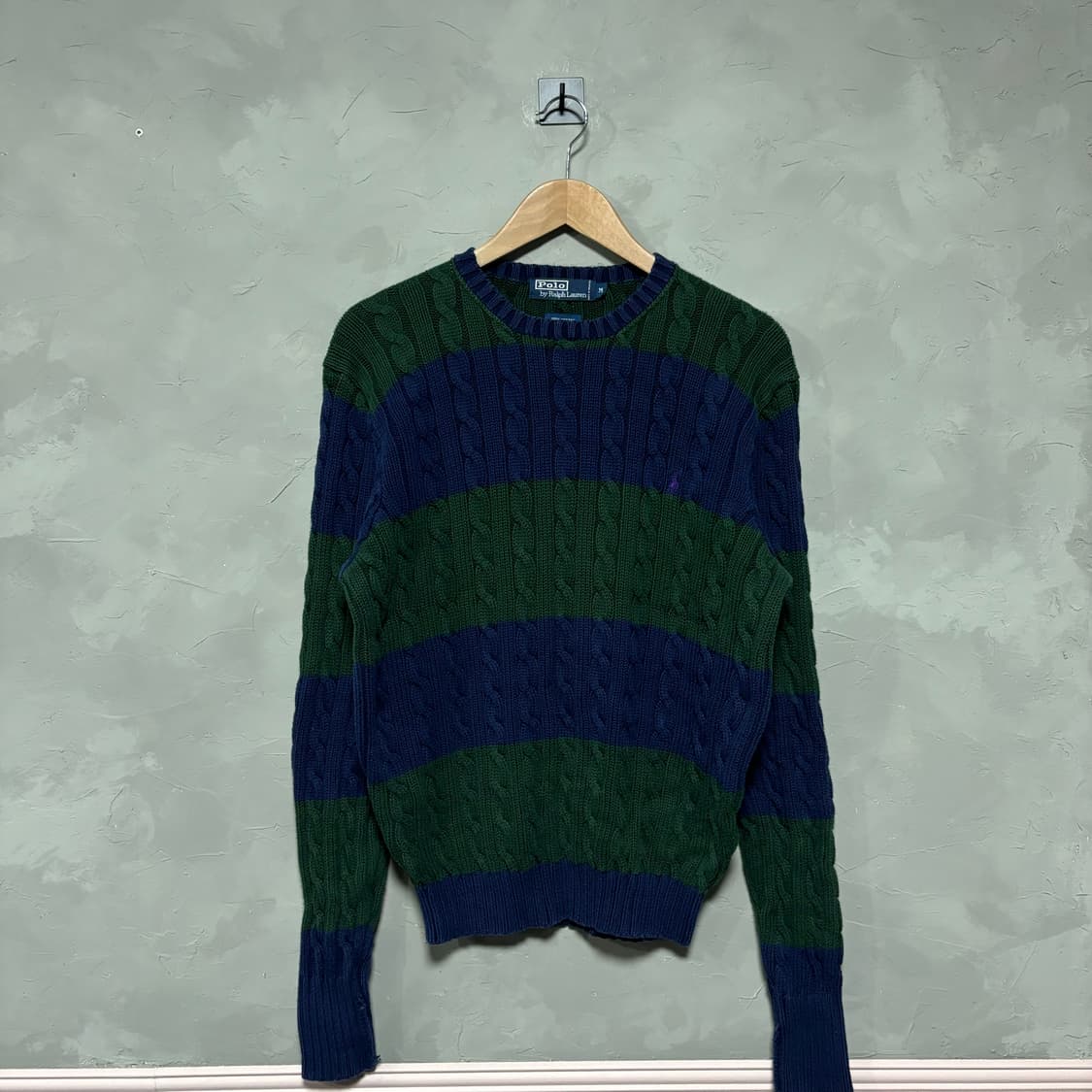 폴로 랄프로렌 꽈배기 니트 네이비 그린 상품이미지1