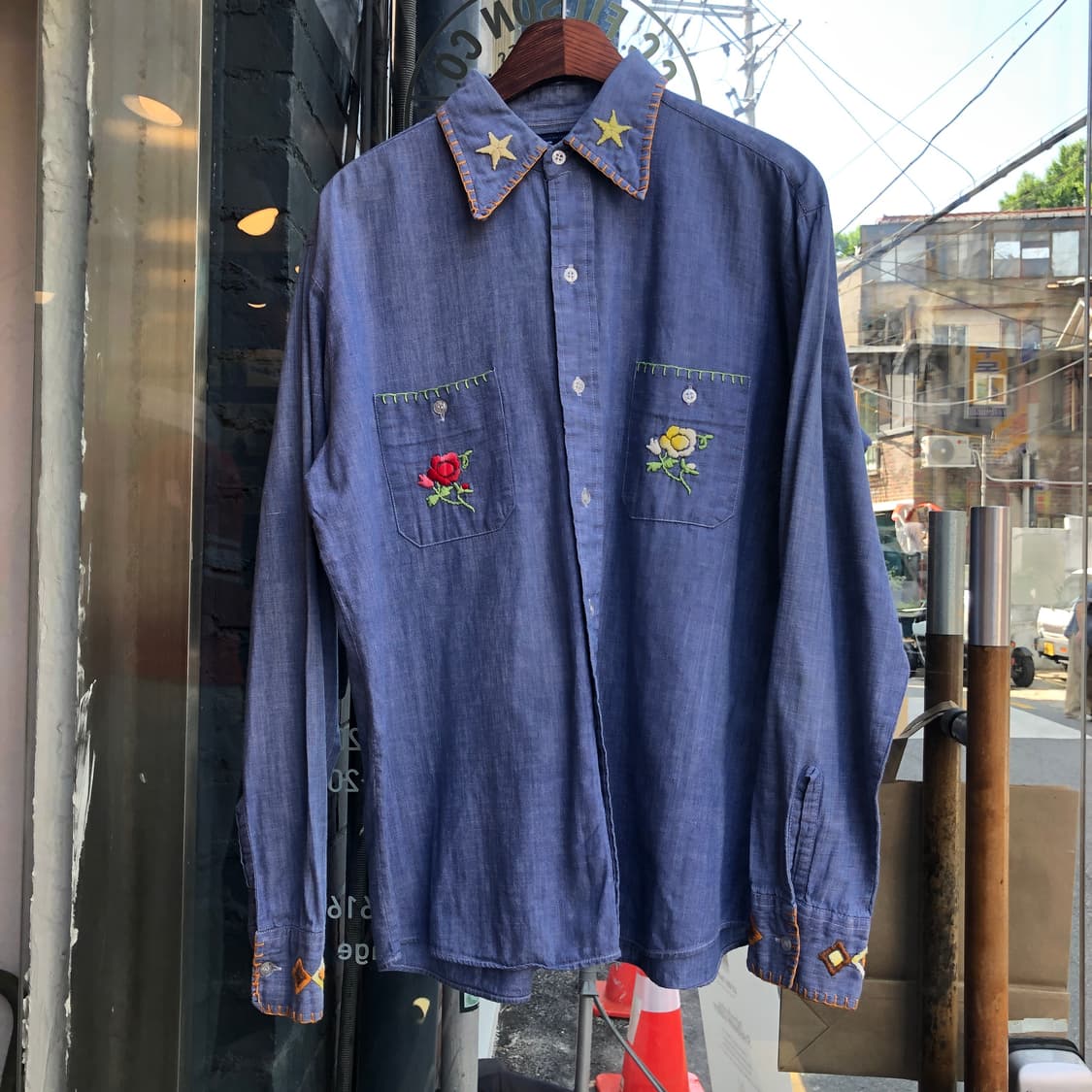 70s/80s vintage chambray shirt-L 상품이미지1