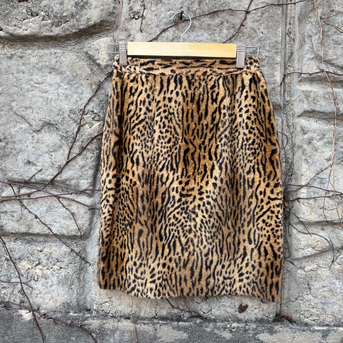 레오파드 호피 패턴 빈티지 여성 미디 스커트 피마 상품이미지1