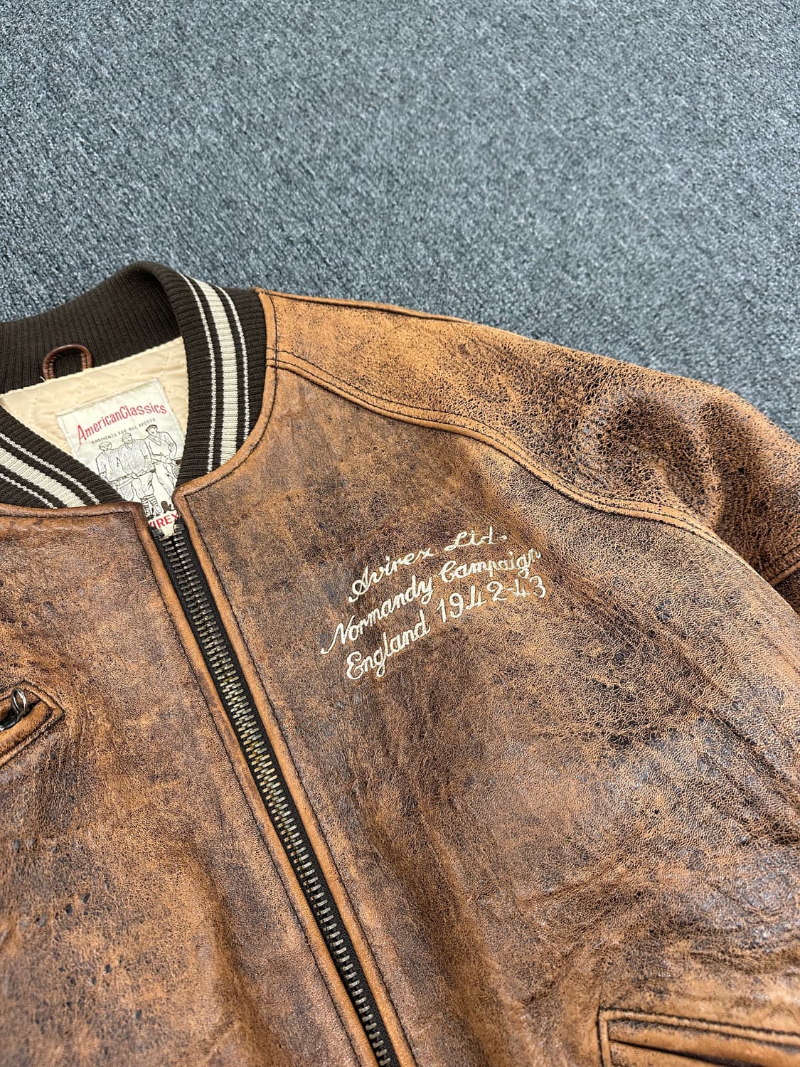 XS) 90s Avirex USA Real Leather Jacket 상품이미지4