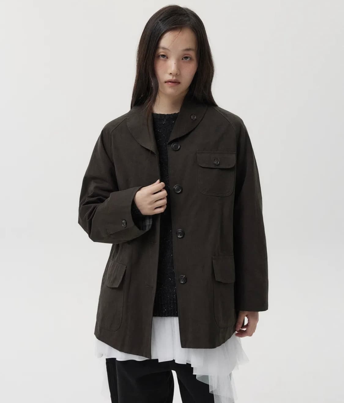 오헤시오 OVERSIZED RAGLAN JACKET, BROWN 상품이미지1