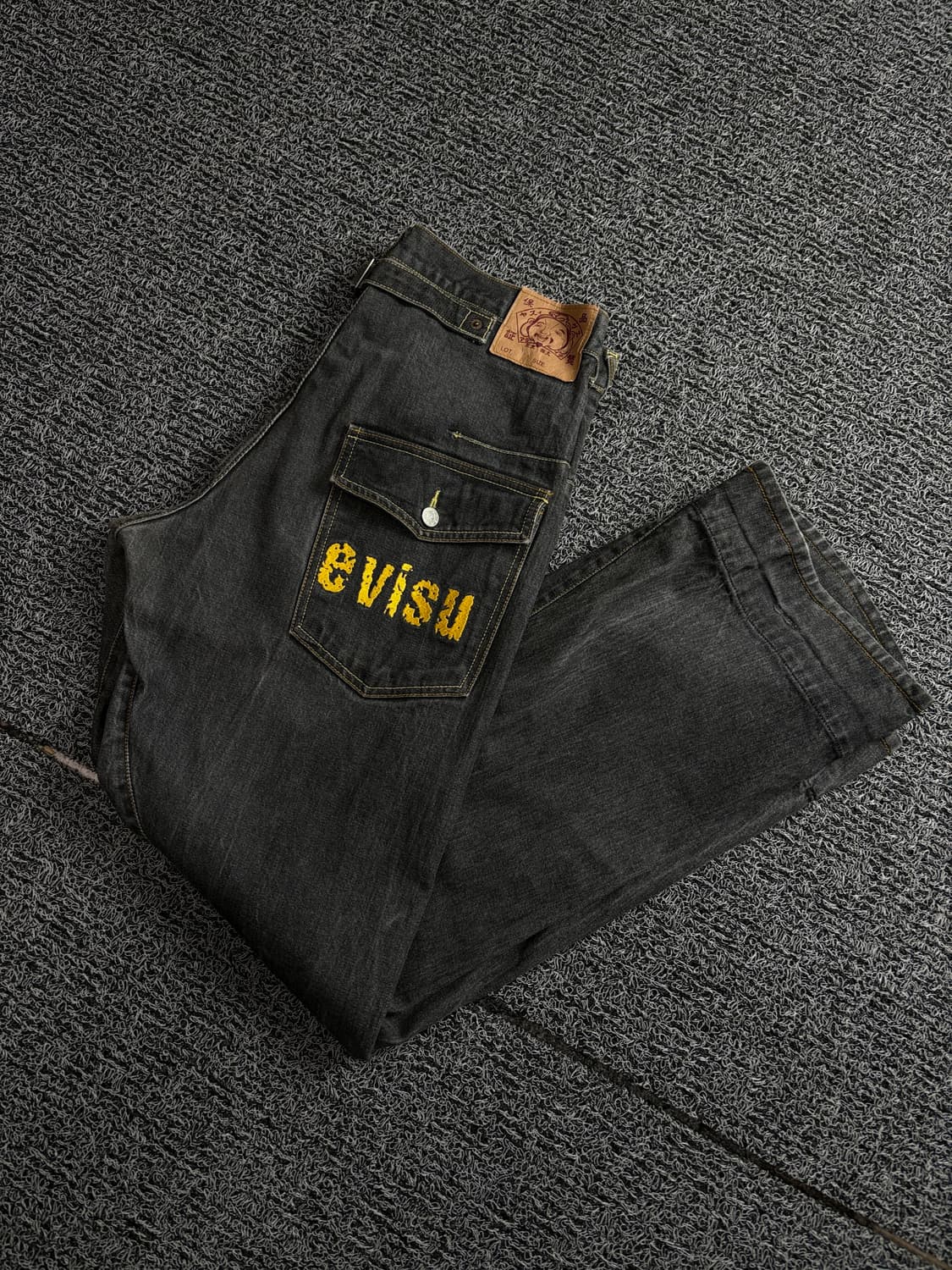 에비수 엔지니어드진 와이드 블랙 커브드 데님 팬츠 1677 상품이미지1