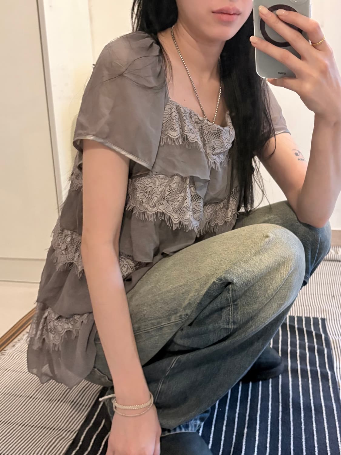 japan vintage mori girl lace top 상품이미지1