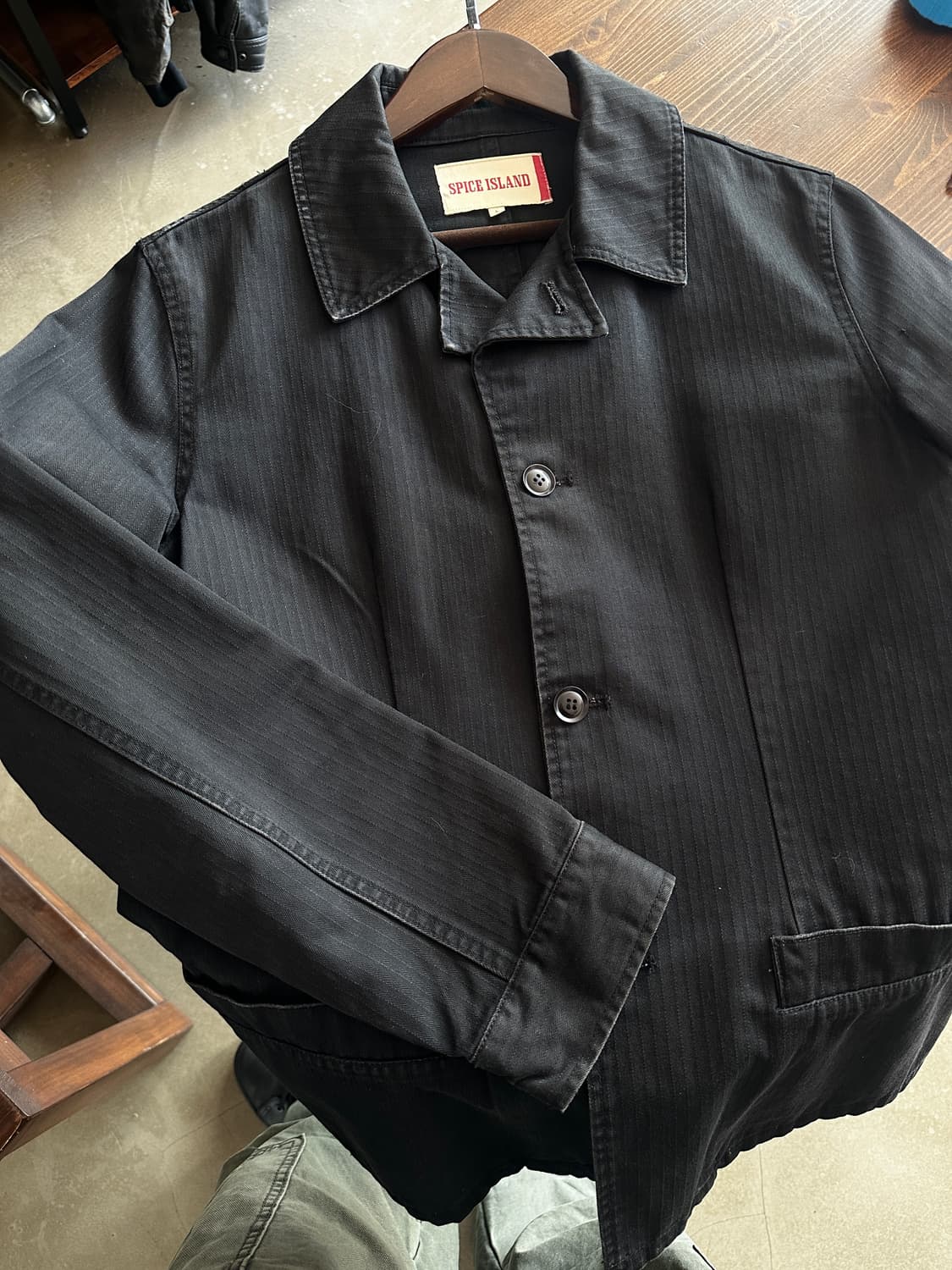 SPICE ISLAND 헤링본 블랙 워크 커버올 자켓 상품이미지8