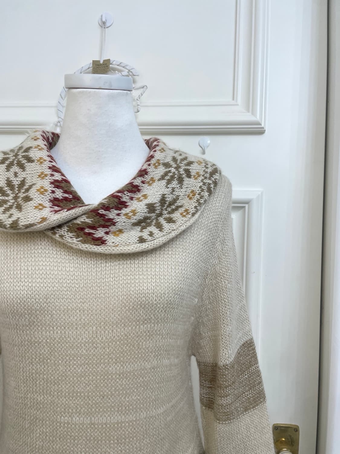 beige nordic pattern collar winter sweat 상품이미지6